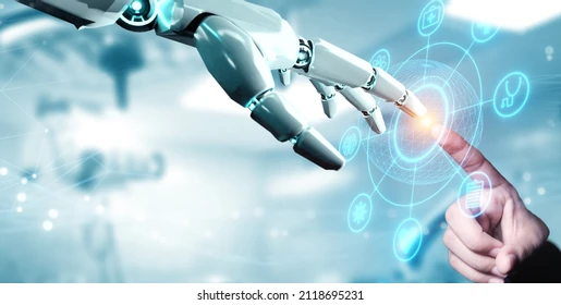 Human and robot hand